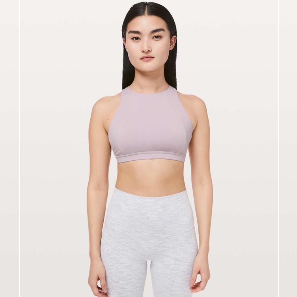 Lululemon Free To Be Serene Bra *High Neck Heathered Powdered Mauve - Picture 2 of 7